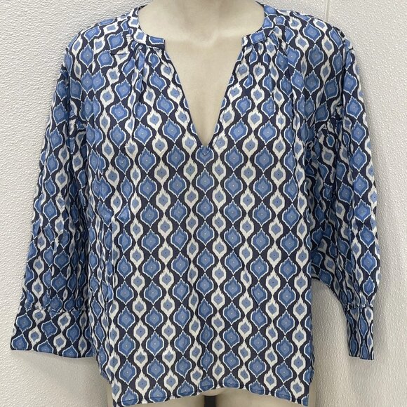 NEW ANTHROPOLOGIE X VELVET Women’s Keren Long-Sleeve Blouse – Blue – Size S - Picture 1 of 6